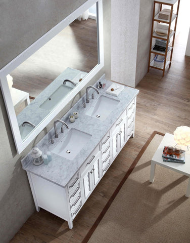Image of Ariel Kensington 73" Double Sink Vanity Set in White D073D-WHT