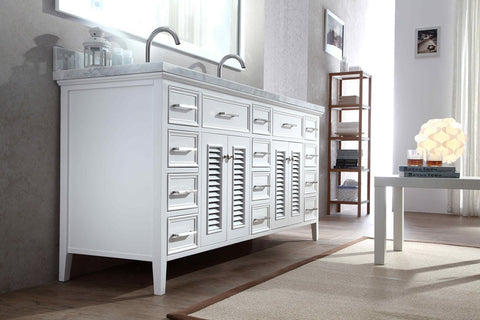 Image of Ariel Kensington 73" Double Sink Vanity Set in White D073D-WHT