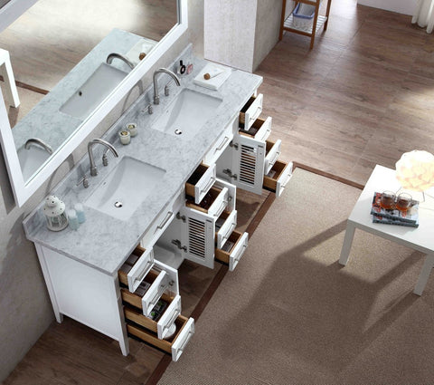 Image of Ariel Kensington 73" Double Sink Vanity Set in White D073D-WHT