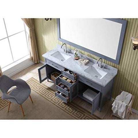 Image of Ariel Kensington 73" Grey Traditional Double Sink Bathroom Vanity D073D-2-GRY