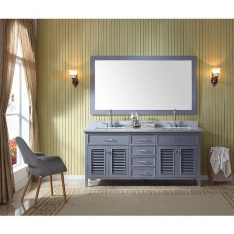 Image of Ariel Kensington 73" Grey Traditional Double Sink Bathroom Vanity D073D-2-GRY