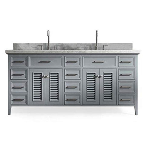 Image of Ariel Kensington 73" Grey Traditional Double Sink Bathroom Vanity D073D-GRY