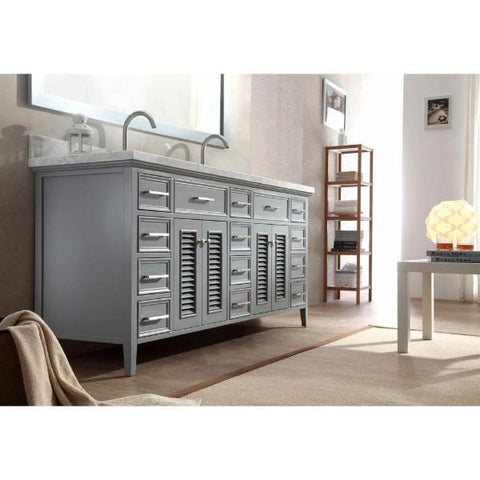 Image of Ariel Kensington 73" Grey Traditional Double Sink Bathroom Vanity D073D-GRY