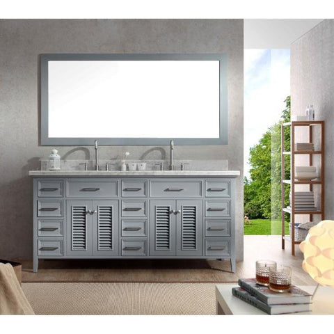 Image of Ariel Kensington 73" Grey Traditional Double Sink Bathroom Vanity D073D-GRY