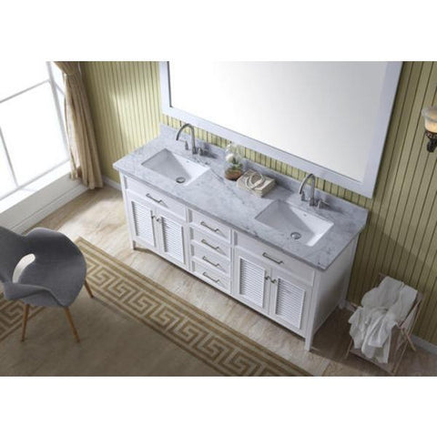 Image of Ariel Kensington 73" White Traditional Double Sink Bathroom Vanity D073D-2-WHT