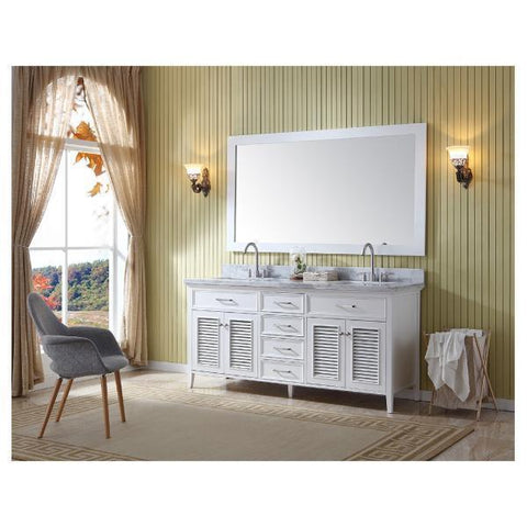 Image of Ariel Kensington 73" White Traditional Double Sink Bathroom Vanity D073D-2-WHT