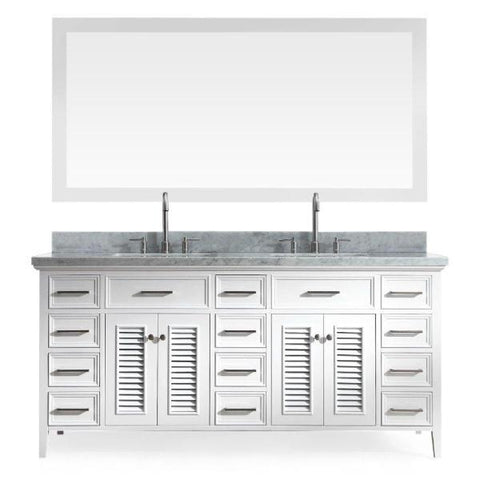 Image of Ariel Kensington 73" White Traditional Double Sink Bathroom Vanity D073D-WHT