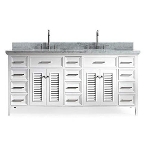 Image of Ariel Kensington 73" White Traditional Double Sink Bathroom Vanity D073D-WHT