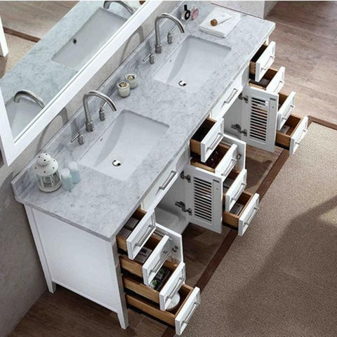 Image of Ariel Kensington 73" White Traditional Double Sink Bathroom Vanity D073D-WHT