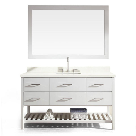 Image of Ariel Shakespeare 61" Single Sink Vanity Set in White G061S-WHT
