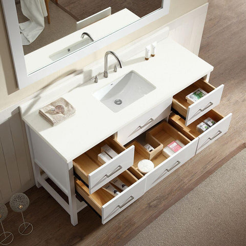 Image of Ariel Shakespeare 61" Single Sink Vanity Set in White G061S-WHT