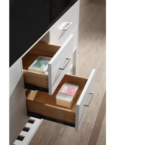 Image of Ariel Shakespeare 73" White Transitional Double Sink Bathroom Vanity G073D-AB-WHT G061S-WQ-GRY