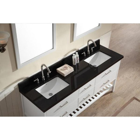 Image of Ariel Shakespeare 73" White Transitional Double Sink Bathroom Vanity G073D-AB-WHT G061S-WQ-GRY