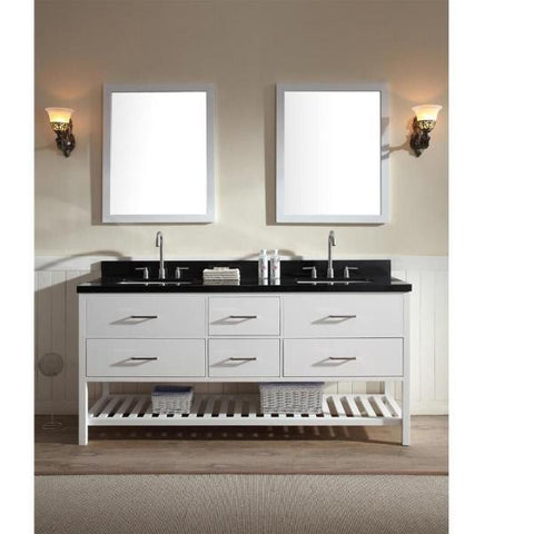 Image of Ariel Shakespeare 73" White Transitional Double Sink Bathroom Vanity G073D-AB-WHT G073D-AB-WHT