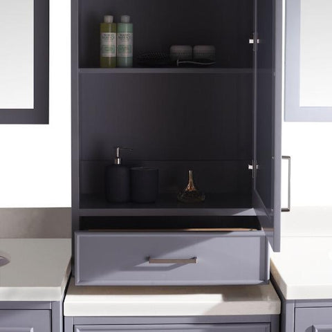 Image of Ariel Stafford 85" Grey Transitional Double Sink Bathroom Vanity M085D-GRY G073D-AB-WHT