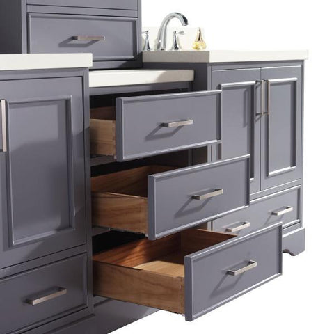 Image of Ariel Stafford 85" Grey Transitional Double Sink Bathroom Vanity M085D-GRY G073D-AB-WHT