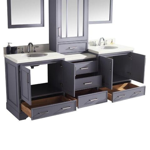 Image of Ariel Stafford 85" Grey Transitional Double Sink Bathroom Vanity M085D-GRY G073D-AB-WHT