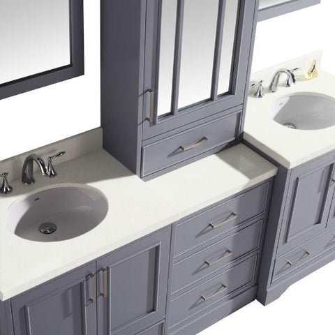Image of Ariel Stafford 85" Grey Transitional Double Sink Bathroom Vanity M085D-GRY G073D-AB-WHT