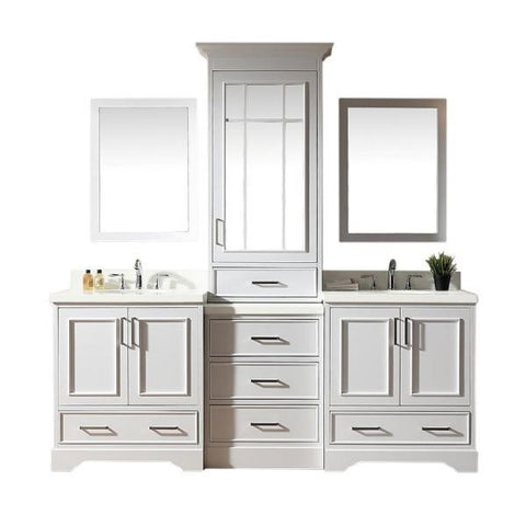 Image of Ariel Stafford 85" White Contemporary Double Sink Bathroom Vanity M085D-WHT M085D-GRY