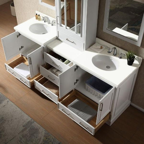 Image of Ariel Stafford 85" White Contemporary Double Sink Bathroom Vanity M085D-WHT M085D-GRY
