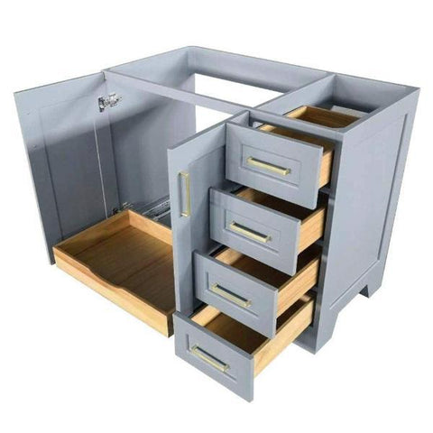 Image of Ariel Taylor 42" Grey Transitional Single Sink Base Cabinet Q043S-L-BC-GRY