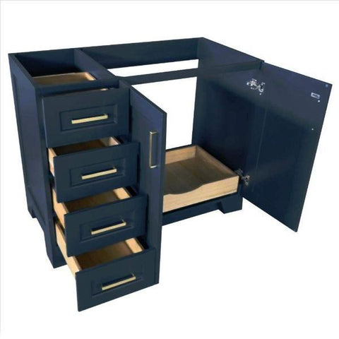 Image of Ariel Taylor 42" Midnight Blue Transitional Single Sink Base Cabinet Q043S-L-BC-MNB