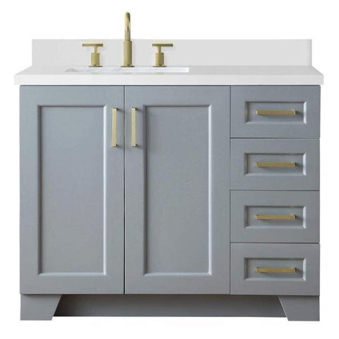 Image of Ariel Taylor 43" Grey Modern Oval Sink Bathroom Vanity Q43SLB-WQO-GRY