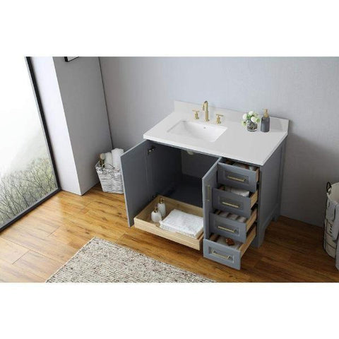 Image of Ariel Taylor 43" Grey Modern Oval Sink Bathroom Vanity Q43SLB-WQO-GRY