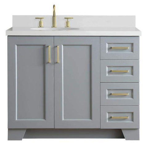 Image of Ariel Taylor 43" Grey Modern Oval Sink Bathroom Vanity Q43SLB-WQO-GRY