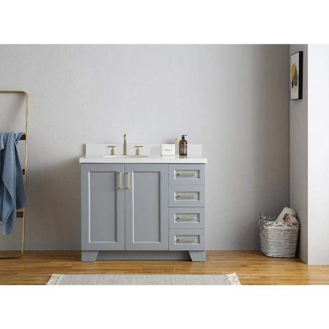 Image of Ariel Taylor 43" Grey Modern Oval Sink Bathroom Vanity Q43SLB-WQO-GRY