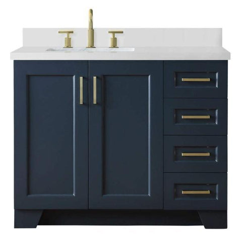 Image of Ariel Taylor 43" Midnight Blue Modern Rectangle Sink Bathroom Vanity Q43SLB-WQR-MNB
