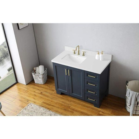 Image of Ariel Taylor 43" Midnight Blue Modern Rectangle Sink Bathroom Vanity Q43SLB-WQR-MNB