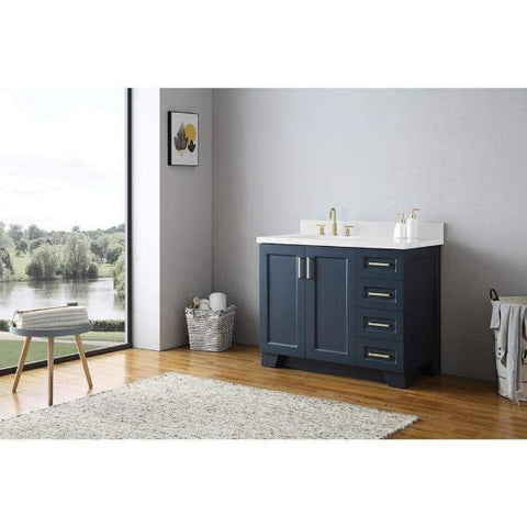 Image of Ariel Taylor 43" Midnight Blue Modern Rectangle Sink Bathroom Vanity Q43SLB-WQR-MNB