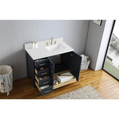 Image of Ariel Taylor 43" Midnight Blue Modern Rectangle Sink Bathroom Vanity Q43SLB-WQR-MNB