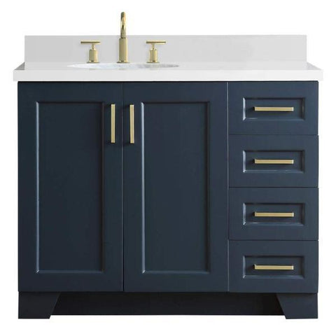 Image of Ariel Taylor 43" Midnight Blue Modern Single Sink Bathroom Vanity Q43SLB-WQO-MNB