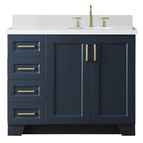Image of Ariel Taylor 43" Midnight Blue Modern Single Sink Bathroom Vanity Q43SLB-WQO-MNB