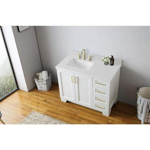 Image of Ariel Taylor 43" White Modern Rectangle Sink Bathroom Vanity Q43SLB-WQR-WHT