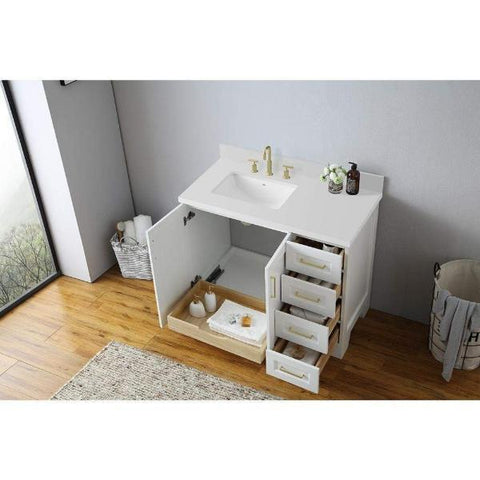 Image of Ariel Taylor 43" White Modern Rectangle Sink Bathroom Vanity Q43SLB-WQR-WHT