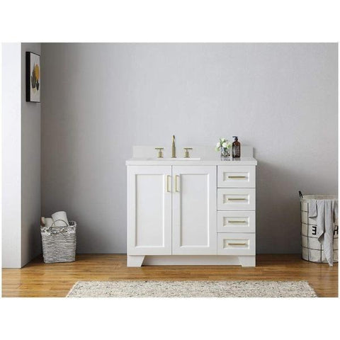 Image of Ariel Taylor 43" White Modern Rectangle Sink Bathroom Vanity Q43SLB-WQR-WHT