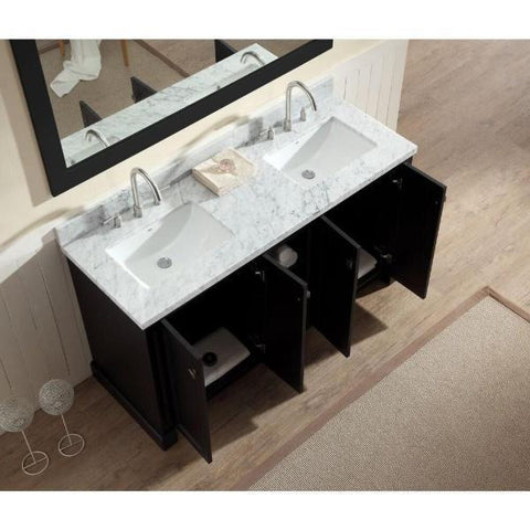 Image of Ariel Westwood 61" Black Contemporary Double Sink Bathroom Vanity C061D-BLK C061D-BC-WHT