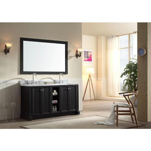 Image of Ariel Westwood 61" Black Contemporary Double Sink Bathroom Vanity C061D-BLK C061D-BC-WHT