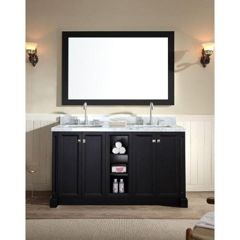 Image of Ariel Westwood 61" Black Contemporary Double Sink Bathroom Vanity C061D-BLK C061D-BC-WHT