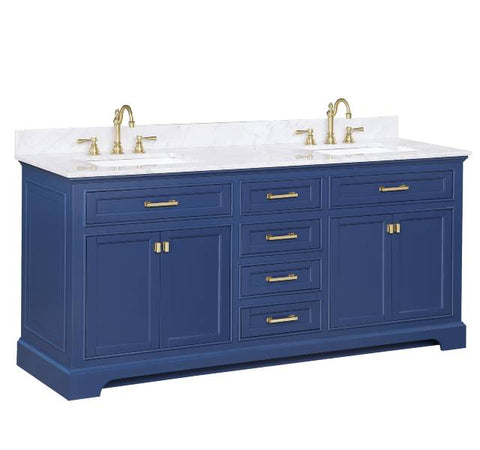 Image of Design Element Milano 72" Blue Double Rectangular Sink Vanity ML-72-BLU