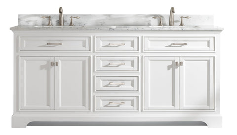 Image of Design Element Milano 72" White Double Rectangular Sink Vanity ML-72-WT ML-72-WT