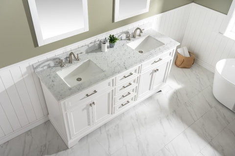 Image of Design Element Milano 72" White Double Rectangular Sink Vanity ML-72-WT ML-72-WT