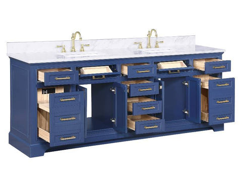 Image of Design Element Milano 84" Blue Double Rectangular Sink Vanity ML-84-BLU