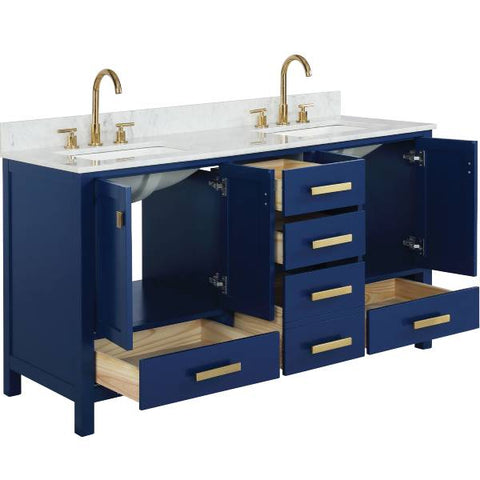 Image of Design Element Valentino 60" Blue Double Rectangular Sink Vanity V01-60-BLU V01-60-BLU