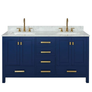 Design Element Valentino 60" Blue Double Rectangular Sink Vanity V01-60-BLU V01-60-BLU