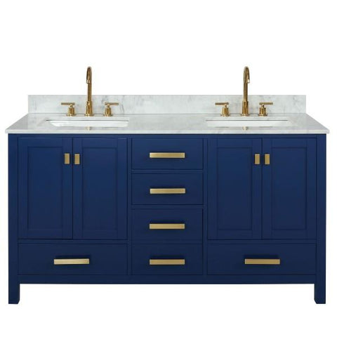 Image of Design Element Valentino 60" Blue Double Rectangular Sink Vanity V01-60-BLU V01-60-BLU