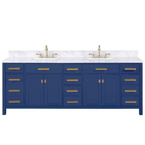 Image of Design Element Valentino 84" Blue Double Rectangular Sink Vanity V01-84-BLU V01-84-BLU